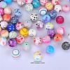 Printed Round Silicone Focal Beads SI-JX0056A-41-2