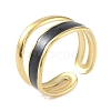 Ion Plating(IP) 304 Stainless Steel Enamel Cuff Finger Rings RJEW-L107-035G-02-1