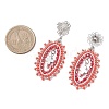 Cross Oval Glass Seed Bead Woven Stud Earrings EJEW-MZ00595-01-4