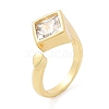 Rhombu Brass Clear Cubic Zirconia Open Cuff Rings for Women RJEW-G343-09G-4