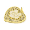 Rack Plating Heart with Flower Brass Micro Pave Clear Cubic Zirconia KK-Z053-23G-03-2