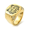 304 Stainless Steel Enamel Tiger Signet Rings RJEW-Q815-03G-1