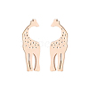 304 Stainless Steel Hollow Out Giraffe Stud Earrings EJEW-PW0002-05RG-1