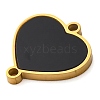 304 Stainless Steel Black Enamel Heart Connector Charms STAS-M105-28G-2