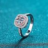 Rhodium Plated 925 Sterling Silver Micro Pave 6.5x3.9mm Moissanite Finger Rings for Women WGCD3AD-14-2