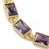 Rectangle Brass Pave Cubic Zirconia Link Chain Bracelets for Women BJEW-P385-05G-04-2