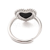 Heart Natural Black Onyx Adjustable Rings RJEW-Q817-05P-05-3