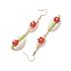 Cowrie Shell Flower Dangle Earrings EJEW-MZ00250-04-4