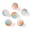 Frosted Baking Painted Crackle Glass Beads with Glitter Powder DGLA-T004-6mm-01C-1