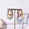 Natural & Synthetic Gemstone Round Dangle Stud Earrings EJEW-TA00730-1