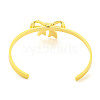 Bowknot Rack Plating Brass Open Cuff Bangles for Women BJEW-P322-06C-G-3