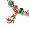 Christmas Theme Glass Beaded Stretch Bracelets BJEW-TA00540-3