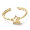 Moon with Star Rack Plating Brass Open Cuff Rings for Women RJEW-L123-103G-2