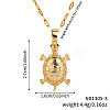 Brass Clear Cubic Zirconia Shiny Tortoise Pendant Dapped Chain Necklaces for Women NW3403-1-4