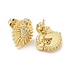 Heart Rack Plating Brass Micro Pave Cubic Zirconia Stud Earrings EJEW-F331-07G-2