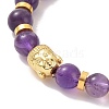 Natural Amethyst & Alloy Buddha Head Beaded Strech Bracelets BJEW-JB09420-01-2