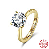 925 Sterling Silver Micro Pave Clear Cubic Zirconia Finger Rings RJEW-G358-03G-2