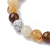 8.5mm Round Natural Topaz Jade & Howlite & Tiger Eye & Citrine Bead Stretch Bracelets for Women BJEW-JB10944-02-2