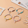 4Pcs 4 Color Natural Howlite Round Beaded Stretch Bracelets Set BJEW-TA00235-2