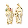 Rack Plating Brass Micro Pave Cubic Zirconia Pendants KK-H436-05G-1