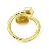 Brass with Cubic Zirconia Open Cuff Ring RJEW-B051-04G-3