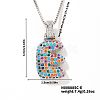 Brass Pave Colorful Cubic Zirconia Letter Pendant Box Chain Necklaces NU0575-31-1