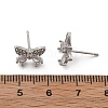 Brass Micro Pave Clear Cubic Zirconia Stud Earrings EJEW-R016-02P-5