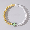 Summer Vacation Style Brass and Plastic Imitation Pearl Bead Bracelet for Women OF8500-5-1