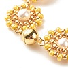 Shell Pearl Flower Link Bracelet BJEW-JB08084-01-5