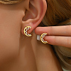 Fashionable Moon Brass Stud Earrings LQ5104-4