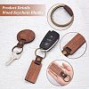  6Pcs 2 Style Imitation Leather & Walnut Wood Keychain KEYC-NB0001-47-4