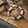 8mm Natural Rose Quartz & Quartz Crystal & Amethyst Round Beaded Stretch Bracelets BJEW-JB10738-01-2