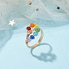 Colorful Glass Teardrop Finger Ring RJEW-JR00653-2