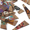  16Pcs 8 Colors Transparent Resin & Walnut Wood Big Pendants RESI-TA0001-95-3