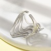 304 Stainless Steel Wave Open Cuff Ring for Women RJEW-M025-01P-3