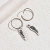 Vintage Brass Feather Hoop Earrings KF3799-4