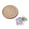 Transparent Glass Flower & Acrylic Leaf Pendants PALLOY-JF02287-02-4