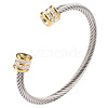 November Twisted Stainless Steel Rhinestone Open Cuff Bangles VG2033-11-1