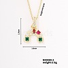 Simple Cute Style Rainbow Shape Brass Coloful Cubic Zirconia Pendant Necklace with Cable Chain for Women Girl DR2102-2-1