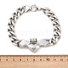Crown Heart 304 Stainless Steel Links BJEW-D379-18P-3