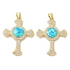 Rack Plating Brass Micro Pave Cubic Zirconia Pendants KK-P268-17G-G-1