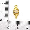 Brass Micro Pave Clear Cubic Zirconia Hollow Oval Connector Charms KK-A230-05A-G-3