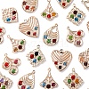 30Pcs 6 Styles Iron & Glass Pendants IFIN-FS0001-52-3