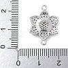 Rack Plating Brass Micro Pave Clear Cubic Zirconia Flower Connector Charms KK-A234-043P-3