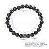 Unisex Round Natural Black Agate Beaded Stretch Bracelets BJEW-JB04845-01-2