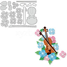 Violin & Flowers & Leaves Carbon Steel Cutting Dies Stencils DIY-WH0309-1281