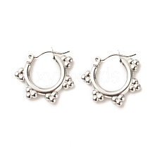 304 Stainless Steel Flower Hoop Earrings for Women EJEW-K242-05P