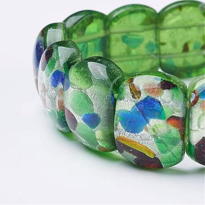 Handmade Millefiori Lampwork Beaded Stretch Bracelets BJEW-G530-01-1