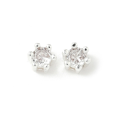 Brass Micro Pave Cubic Zirconia Beads KK-D386-09S-03-1