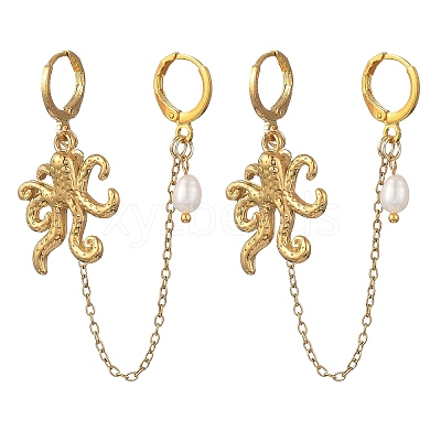 304 Stainless Steel Pendants & Natural Cultured Freshwater Pearl Leverback Earrings EJEW-JE07259-01-1